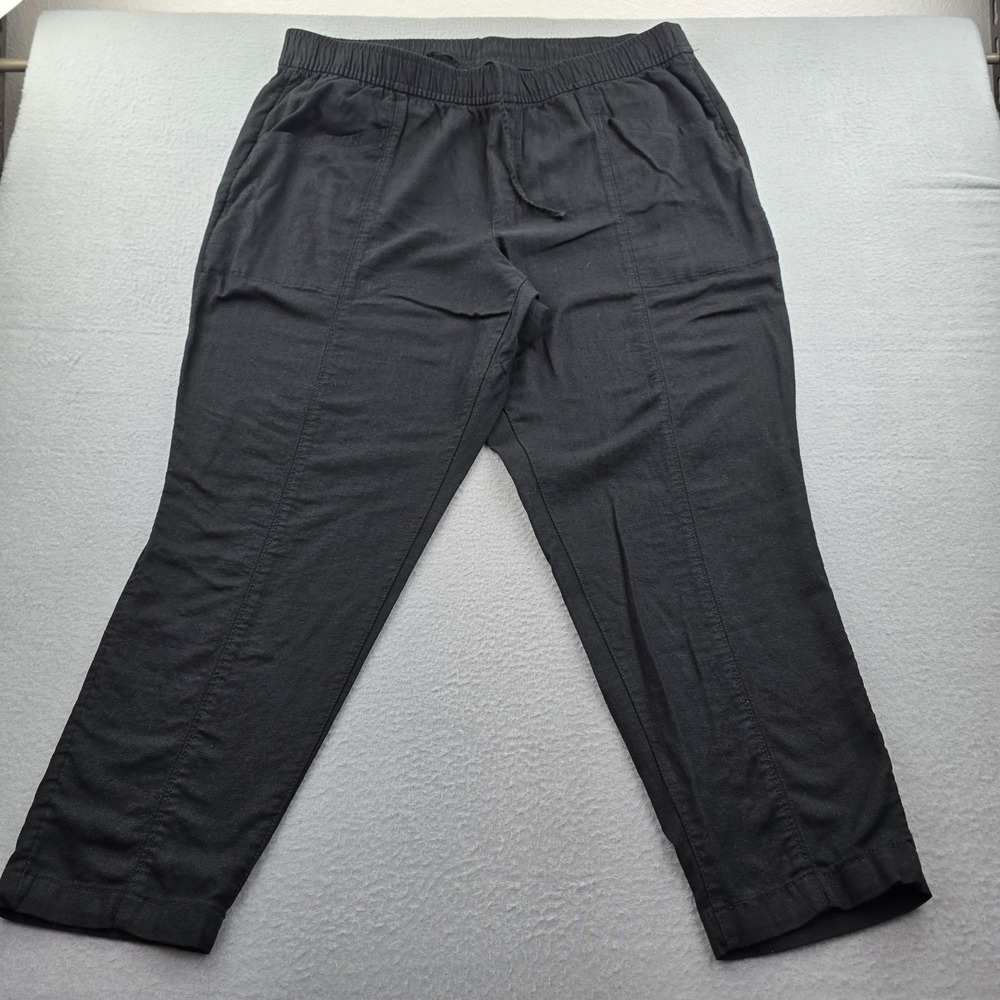 Old Navy Ankle Pants Women's XL Black Stretch Pockets Relaxed Drawstring Waist